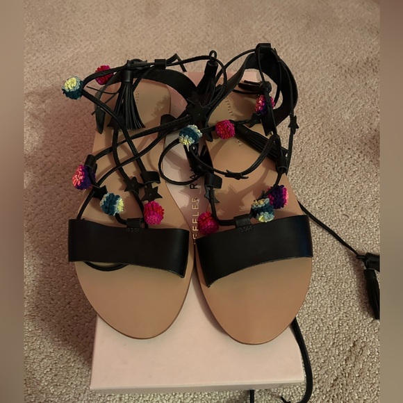 Loeffler Randall wrap around sandals in black - Picture 2 of 5